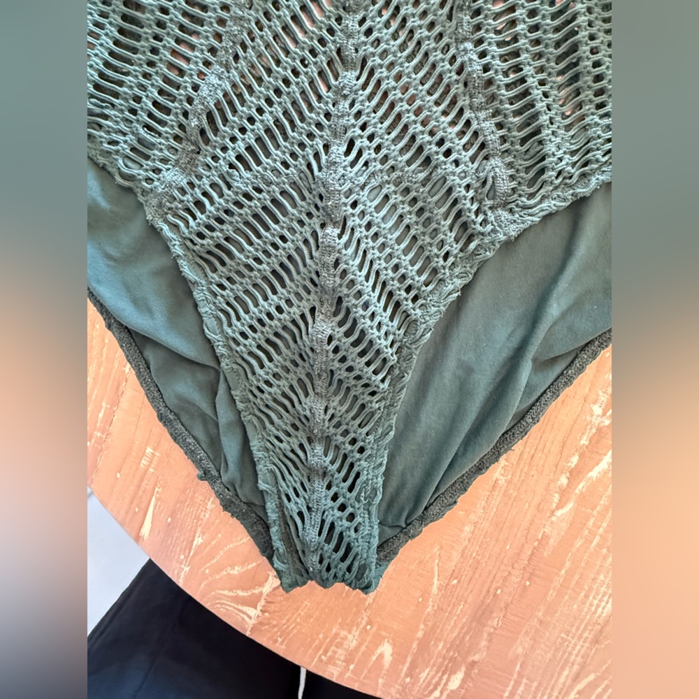 Robin Piccone Olive Crochet One-Piece - Picture 4 of 11